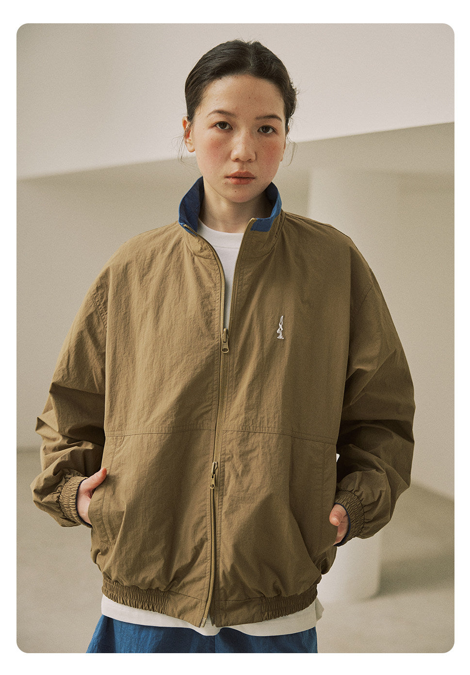 防風×配色リバーシブル仕様 立ち襟スポーツジャケット  LOM032