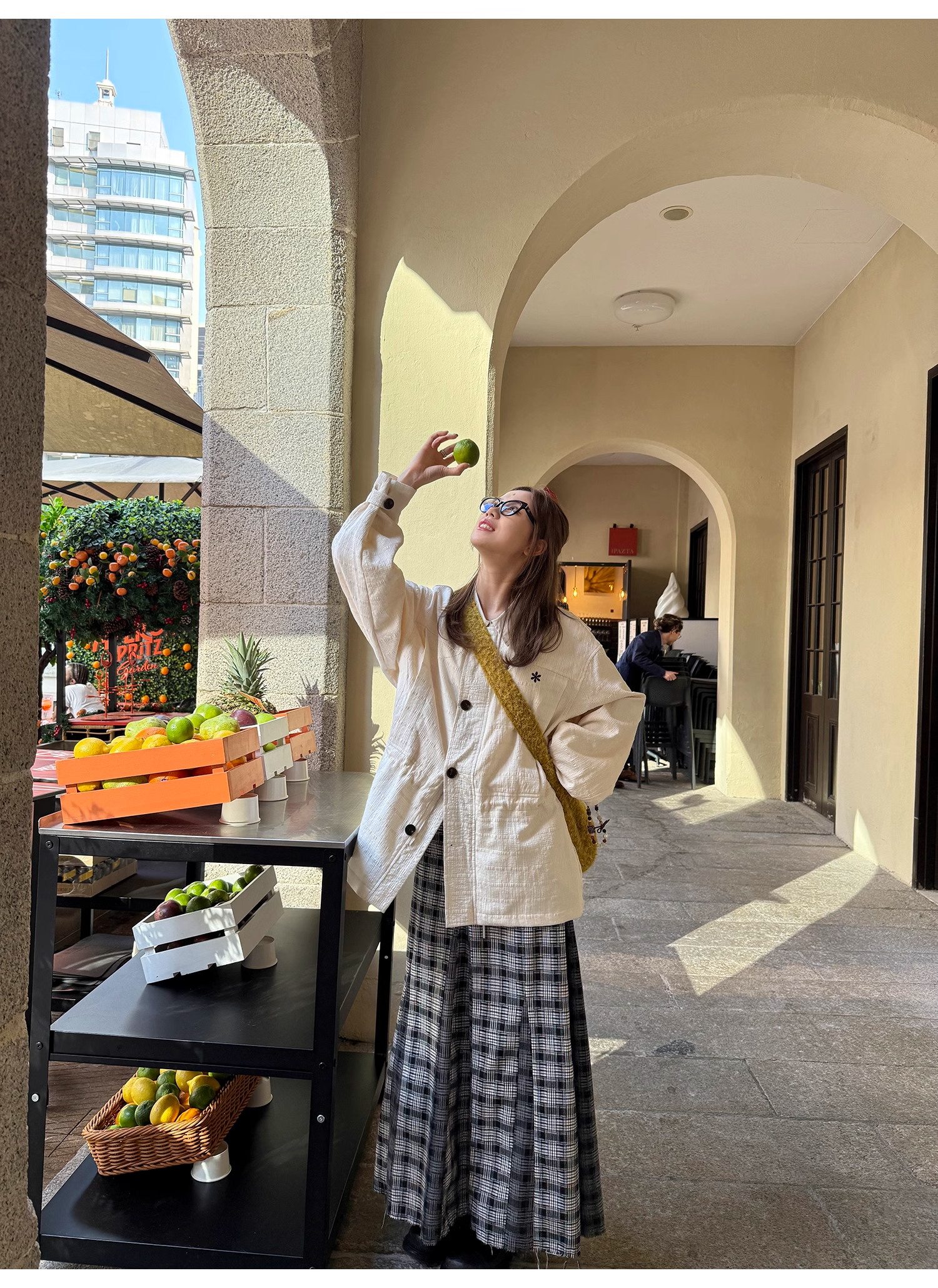 LelyMooch Checkered Trench Coat Midi Length LEM077