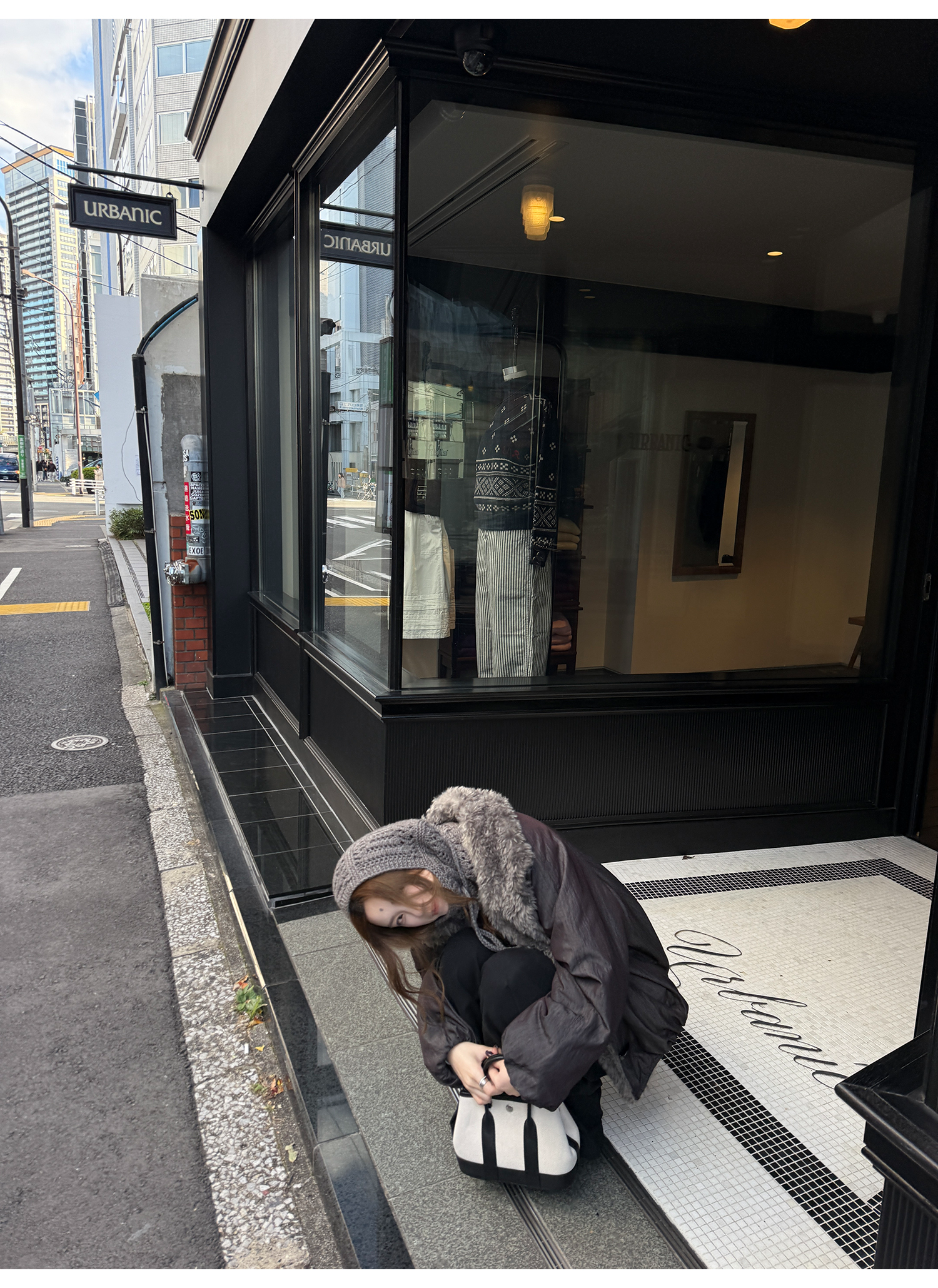 LelyMooch 光沢バイカラーブルゾン｜ボア切替×トグルボタン  LEM280