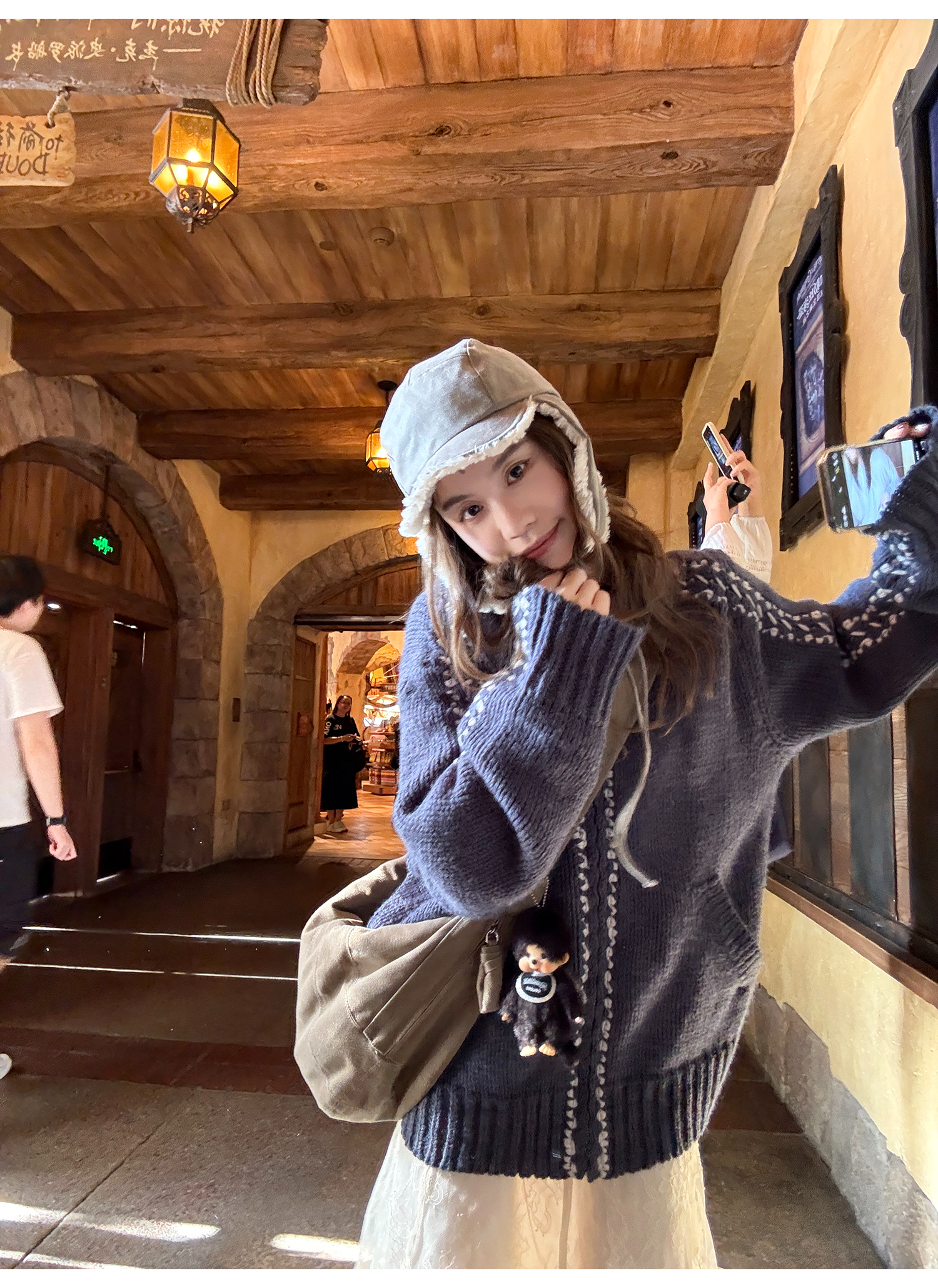 LelyMooch ケーブル編み×バイカラーフーディ  LEM246