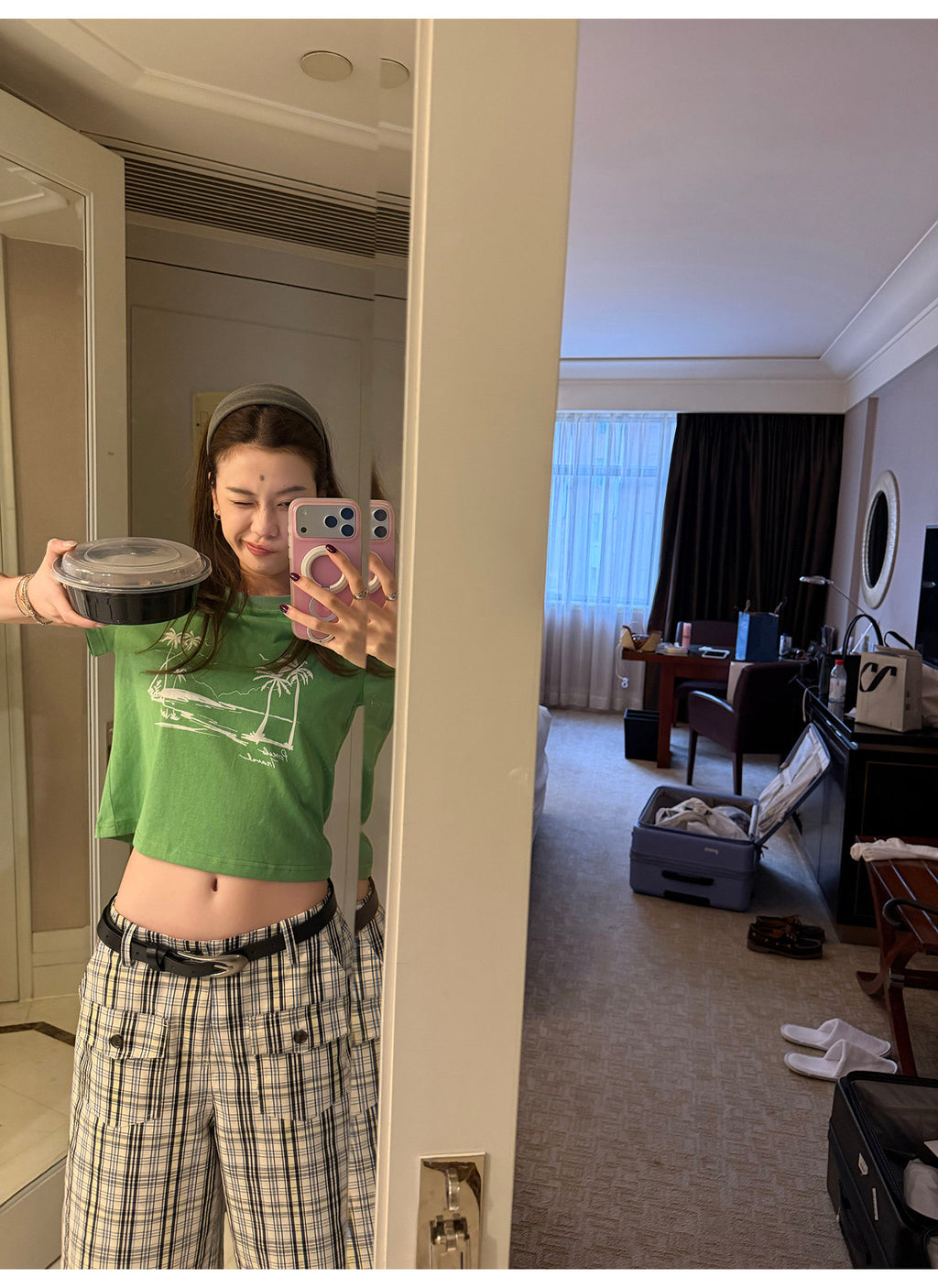 LelyMooch パームツリークロップドTシャツ  LEM376