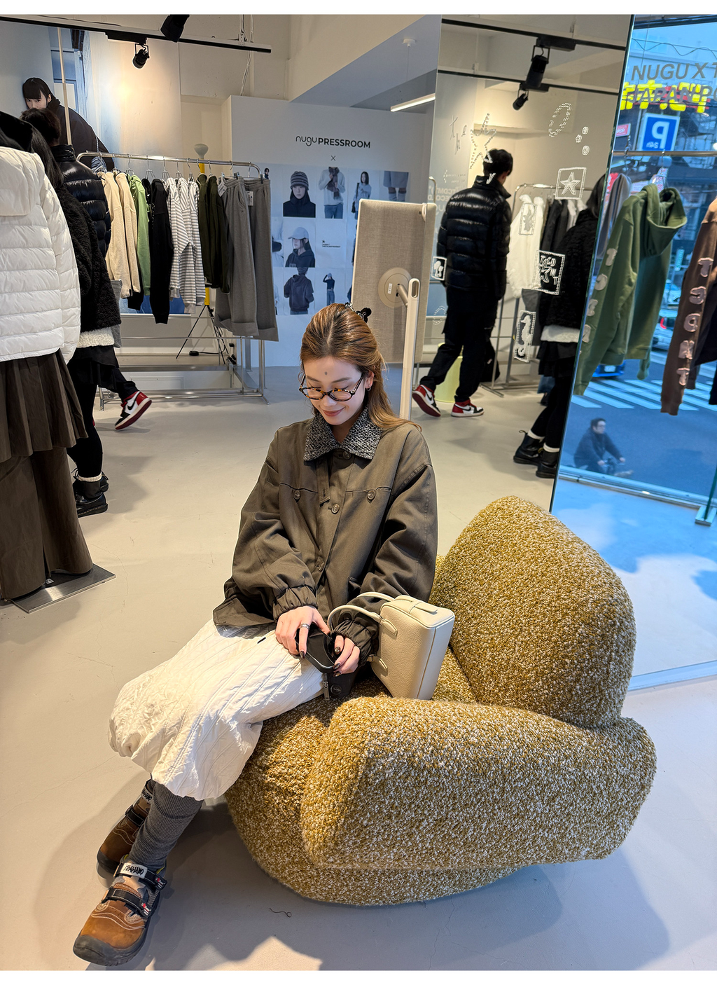 LelyMooch ドロスト ロングスカート シワ感素材 前後差  LEM288