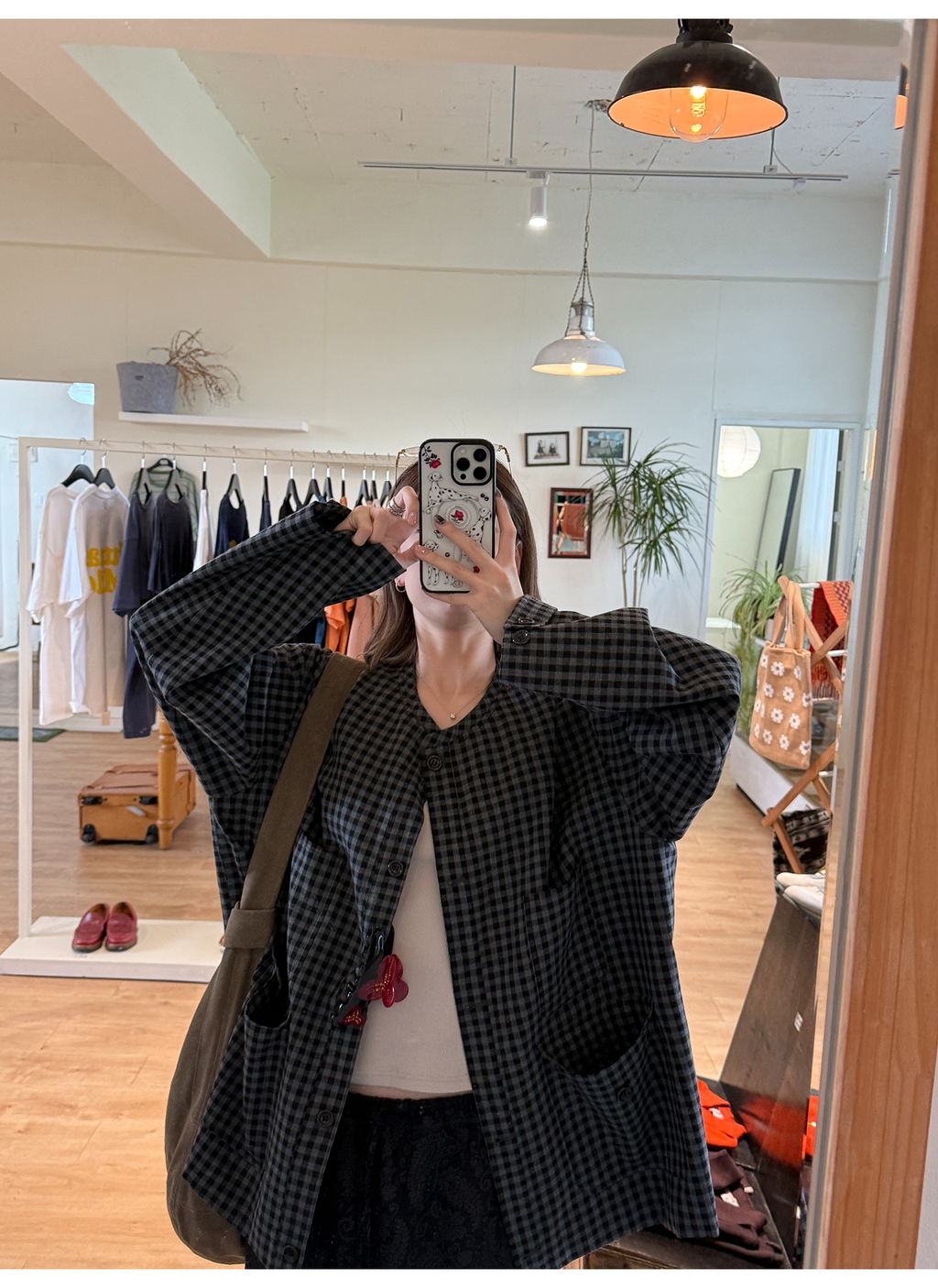 LelyMooch ブラックグレーチェックジャケット  LEM248