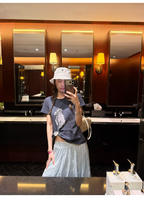 LelyMooch ヴィンテージ風キャットプリントTシャツ  LEM372