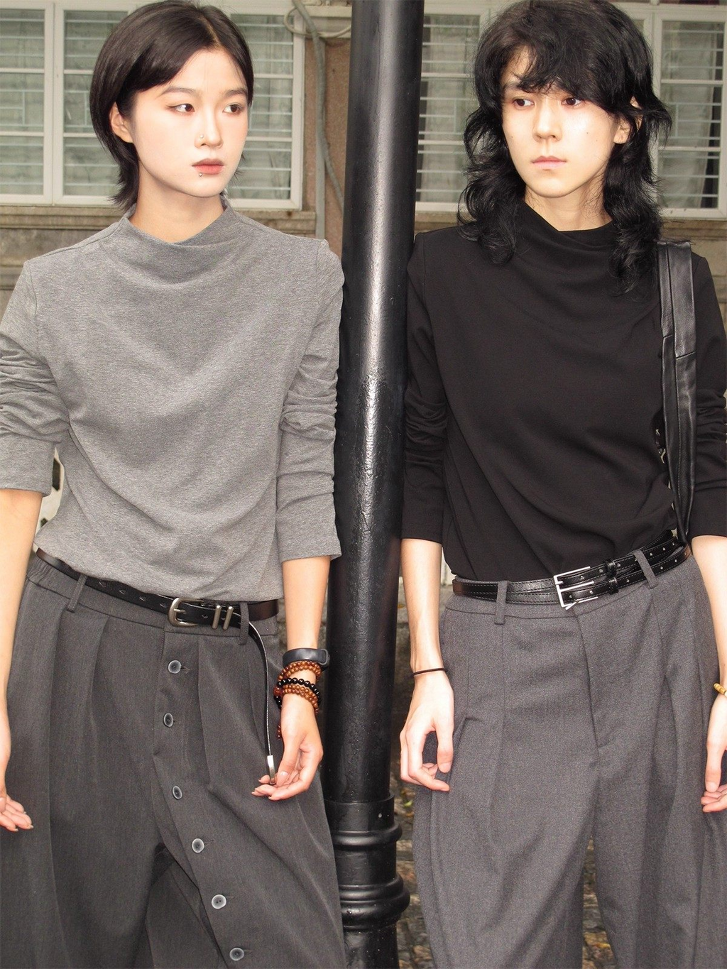 クロスモックネック ジャストショルダー 長袖カットソー  LOM038