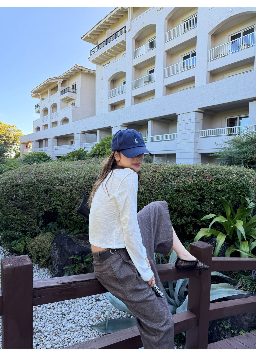 LelyMooch 配色ウエスト アジャスター付きタックキュロットパンツ  LEM396