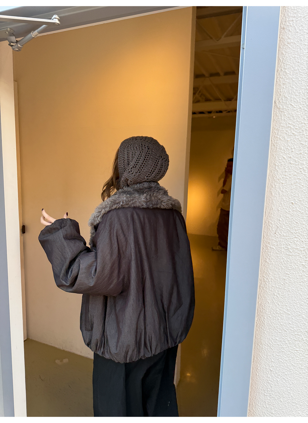 LelyMooch 光沢バイカラーブルゾン｜ボア切替×トグルボタン  LEM280