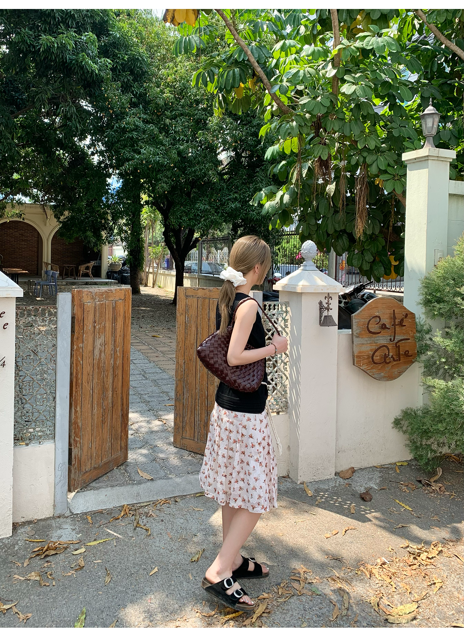 LelyMooch  レトロ小花柄プリーツシフォンスカート  LEM143