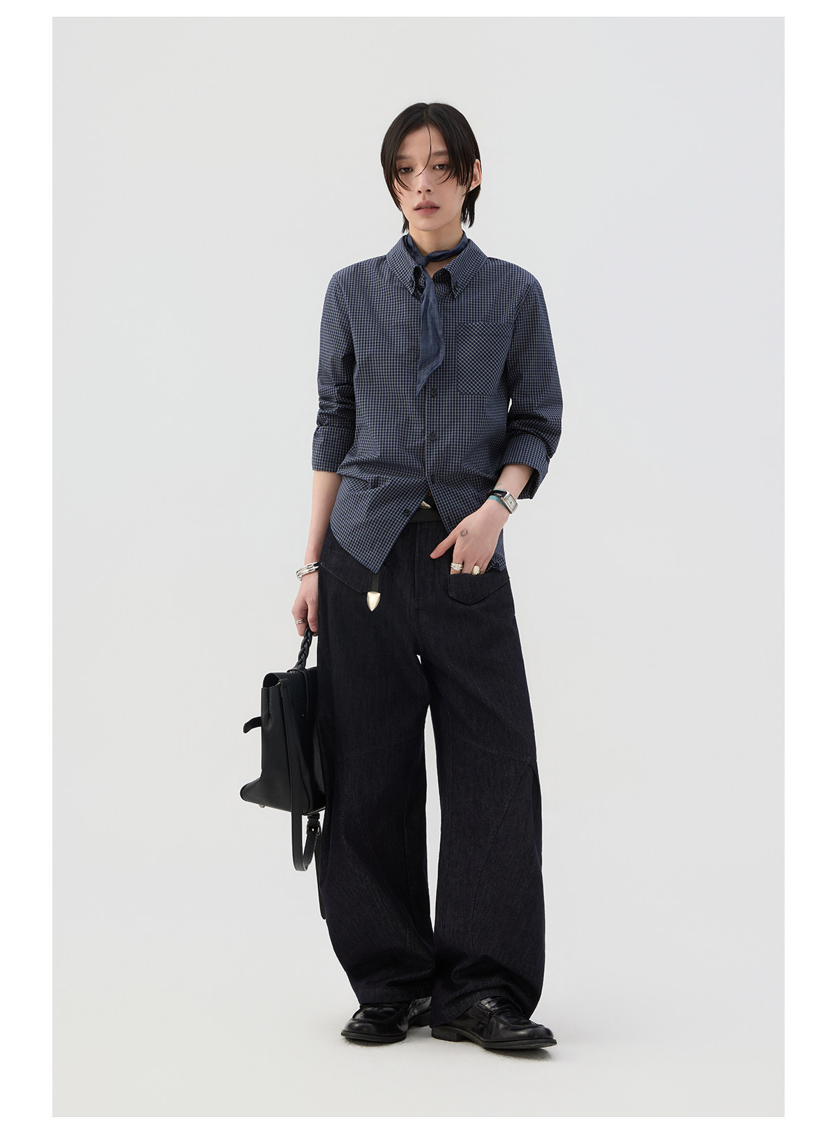 細格子 レギュラーシャツ  LOM044