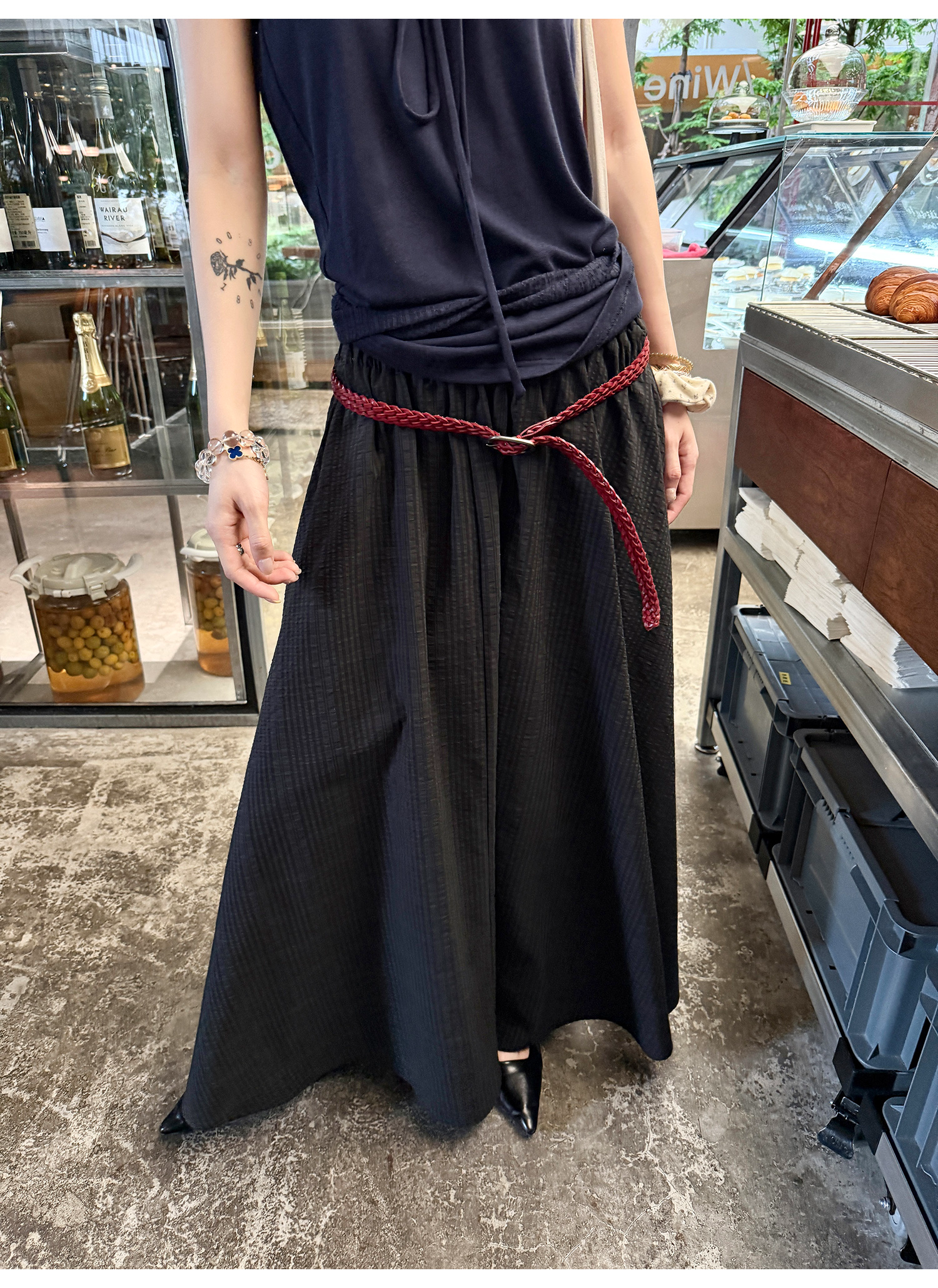 LelyMooch ふんわりチェックロングスカート  LEM208