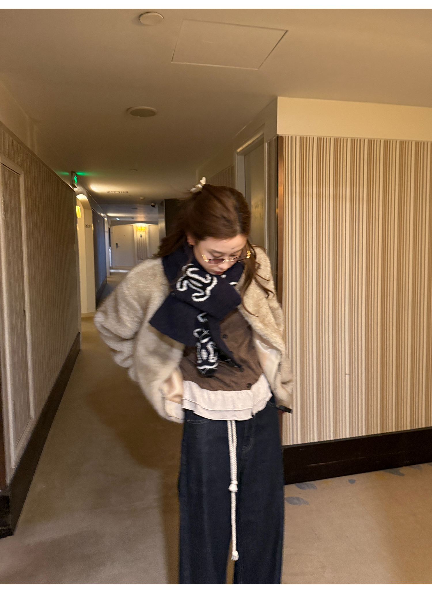 LelyMooch ふわふわエコファーコート｜オートミール  LEM268