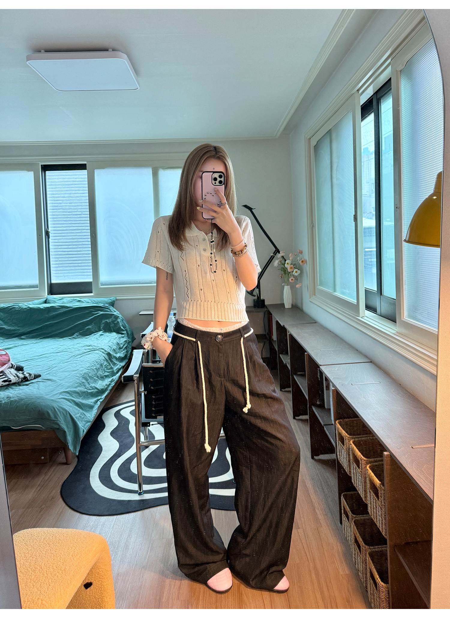 LelyMooch リボン付とろみパンツ　LEM167