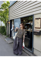LelyMooch 1年中使える！ヴィンテージ風ワイドパンツ  LEM186