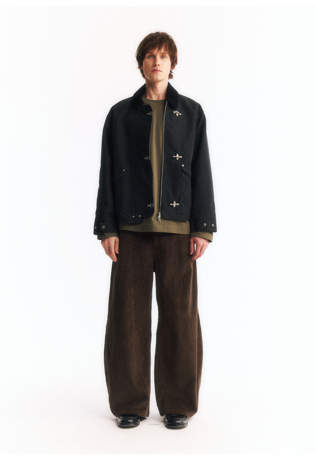 2WAYカラー フライトバックルコーデュロイショートジャケット  LOM045