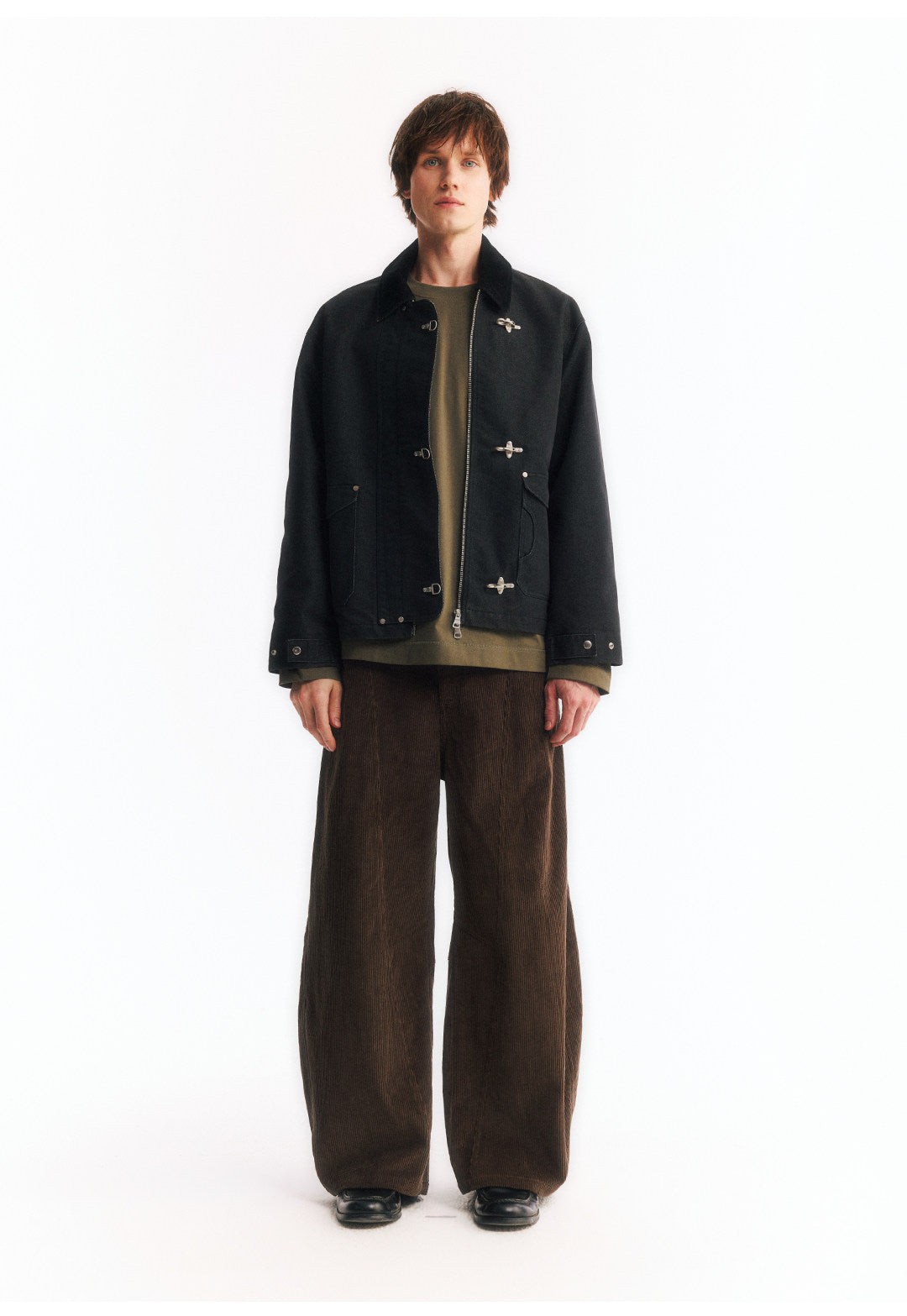 2WAYカラー フライトバックルコーデュロイショートジャケット  LOM045