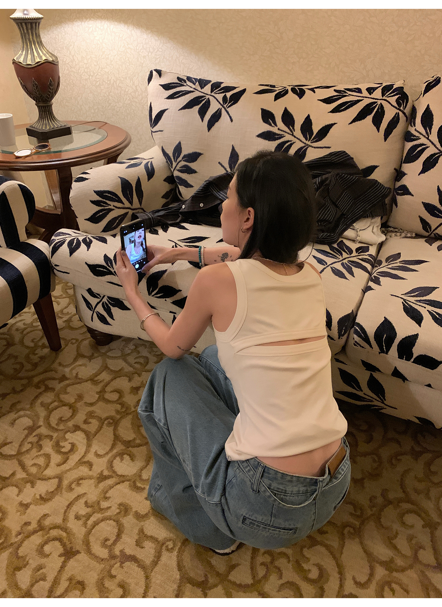 LelyMooch Back Lace Knit Tank Top LEM073