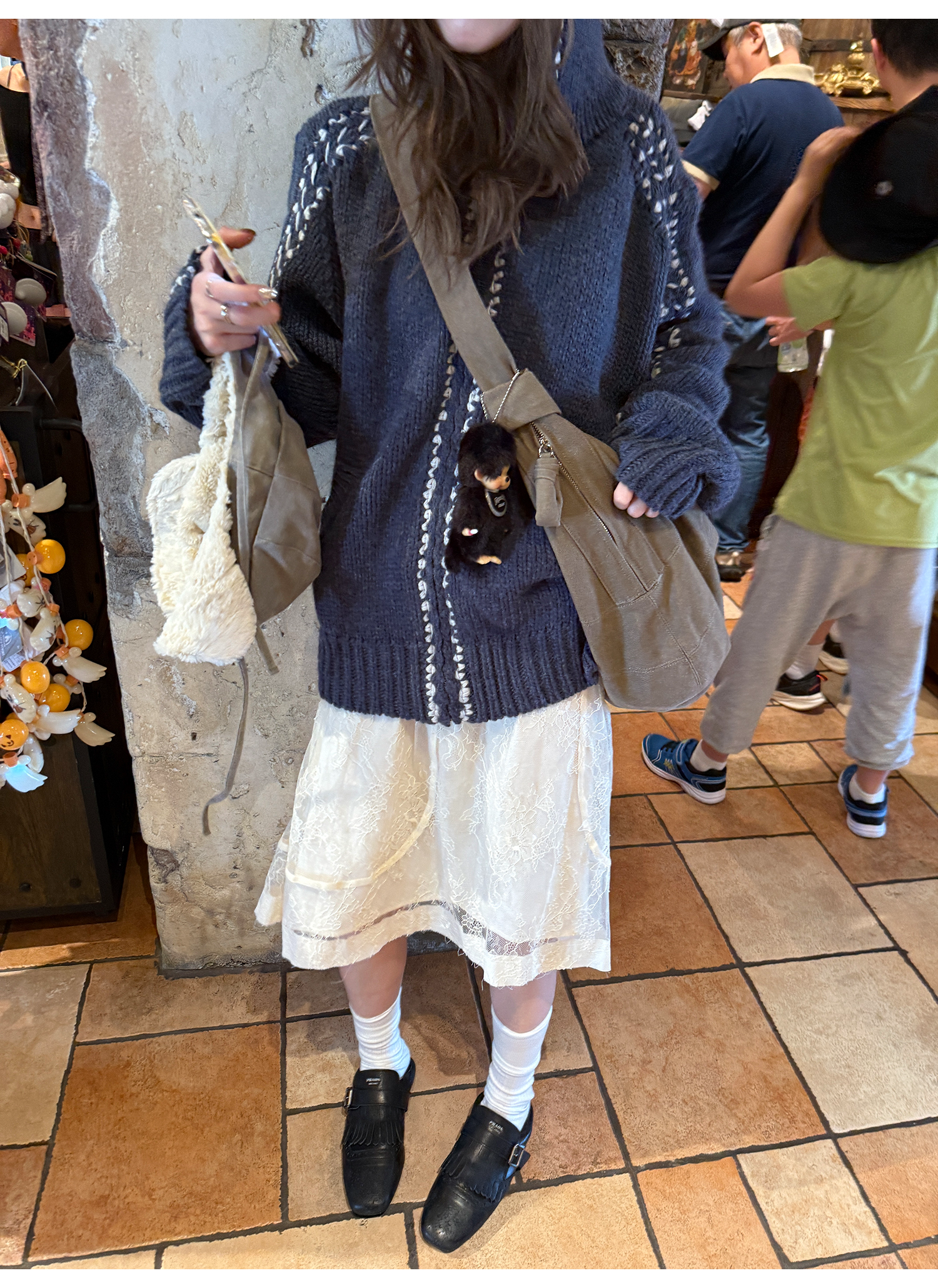 LelyMooch ハリ感レース×ドロストスカート  LEM239