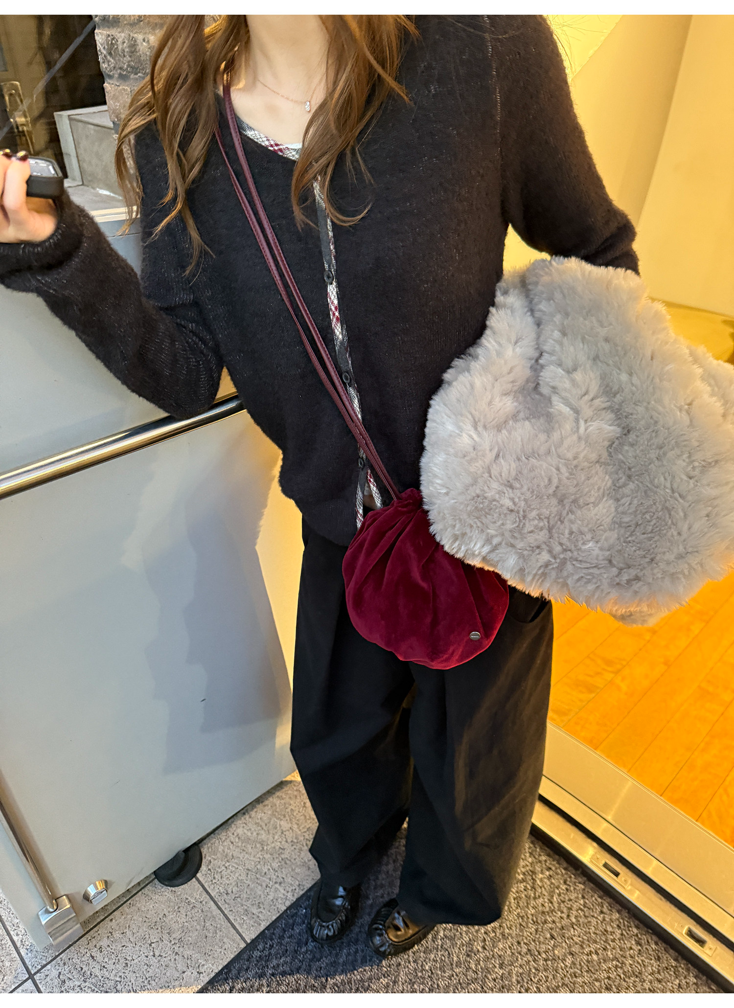 LelyMooch チェック柄パイピング ニット  LEM293