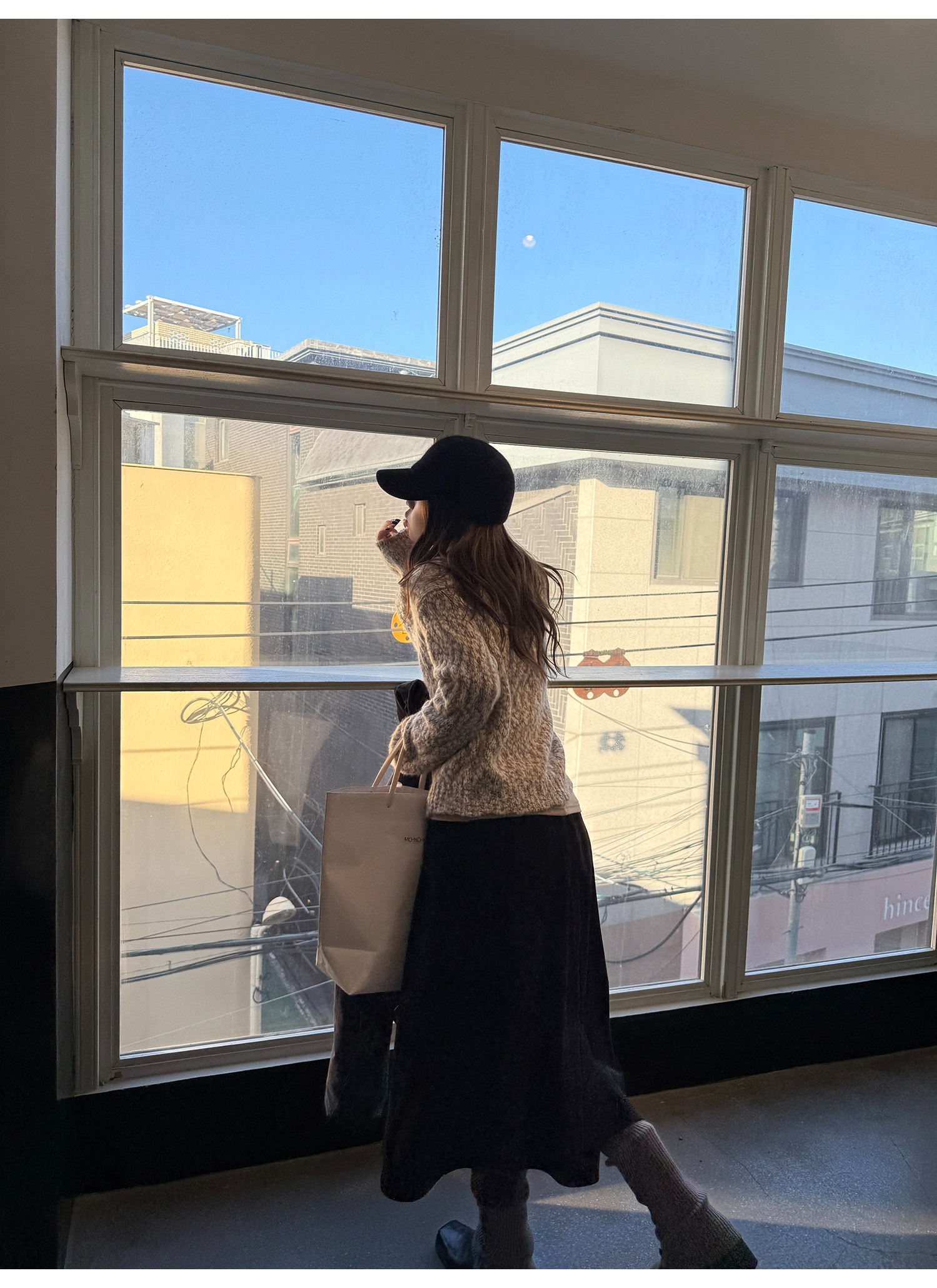 LelyMooch ウール混 ミックス編み ゆるニットカーデ  LEM313