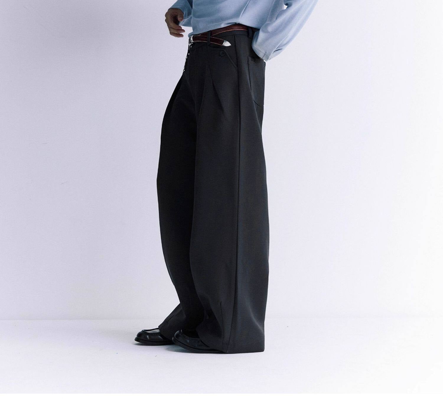 ハリ感Aラインシルエット重厚ウォーム素材スラックスClean Fit  LOM031