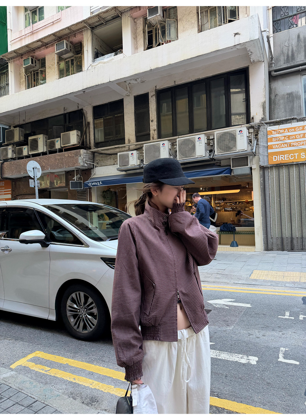 LelyMooch チェック柄スタンドカラーダブルジップブルゾン  LEM318