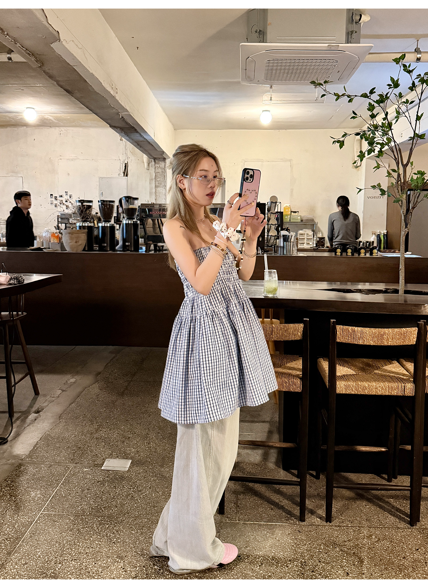 LelyMooch 2WAYギンガム スカート／チューブトップ  LEM176