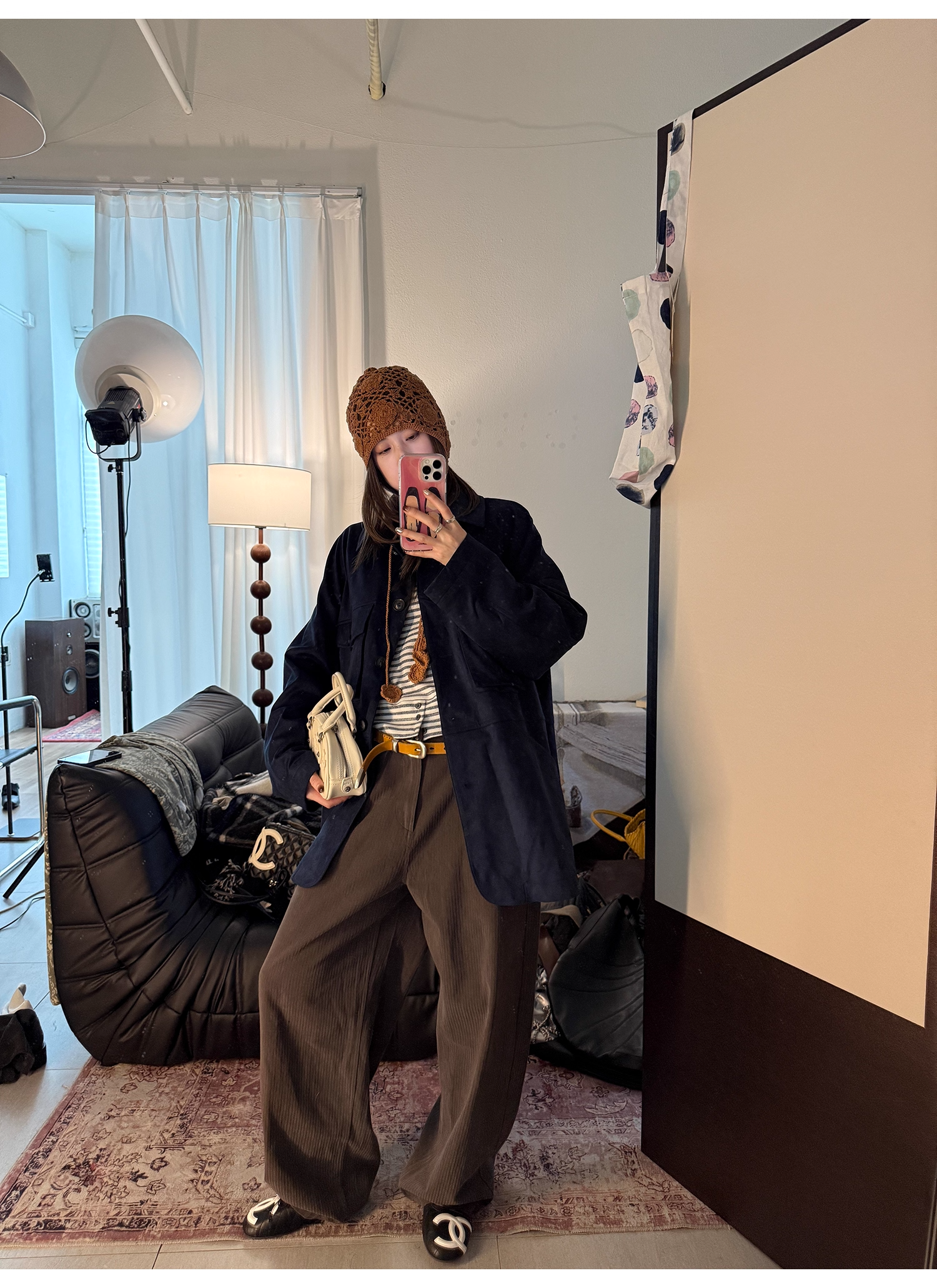 LelyMooch ダークグレーストライプパンツ  LEM244