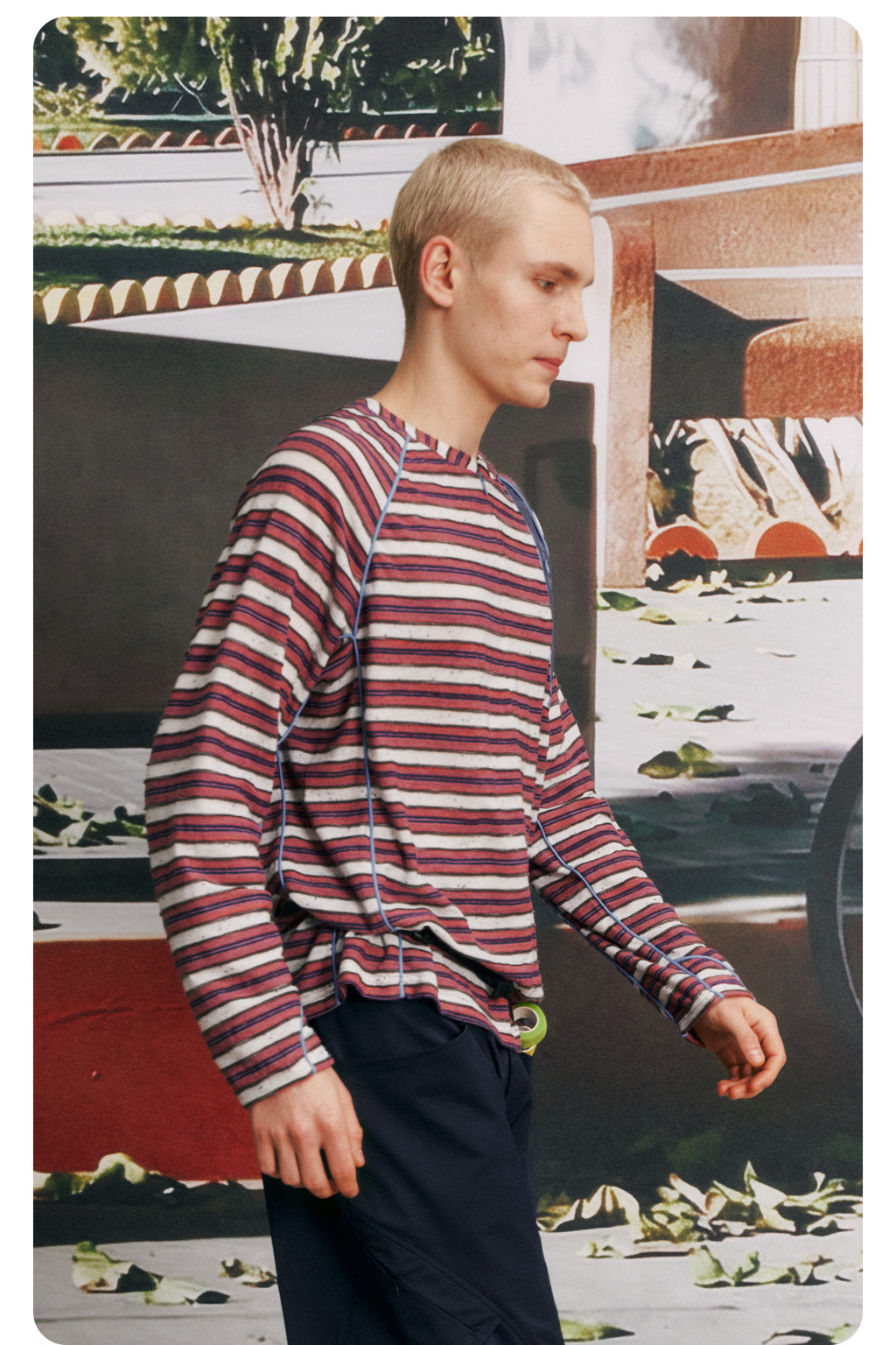 Striped Half-Zip Long Sleeve LOM104