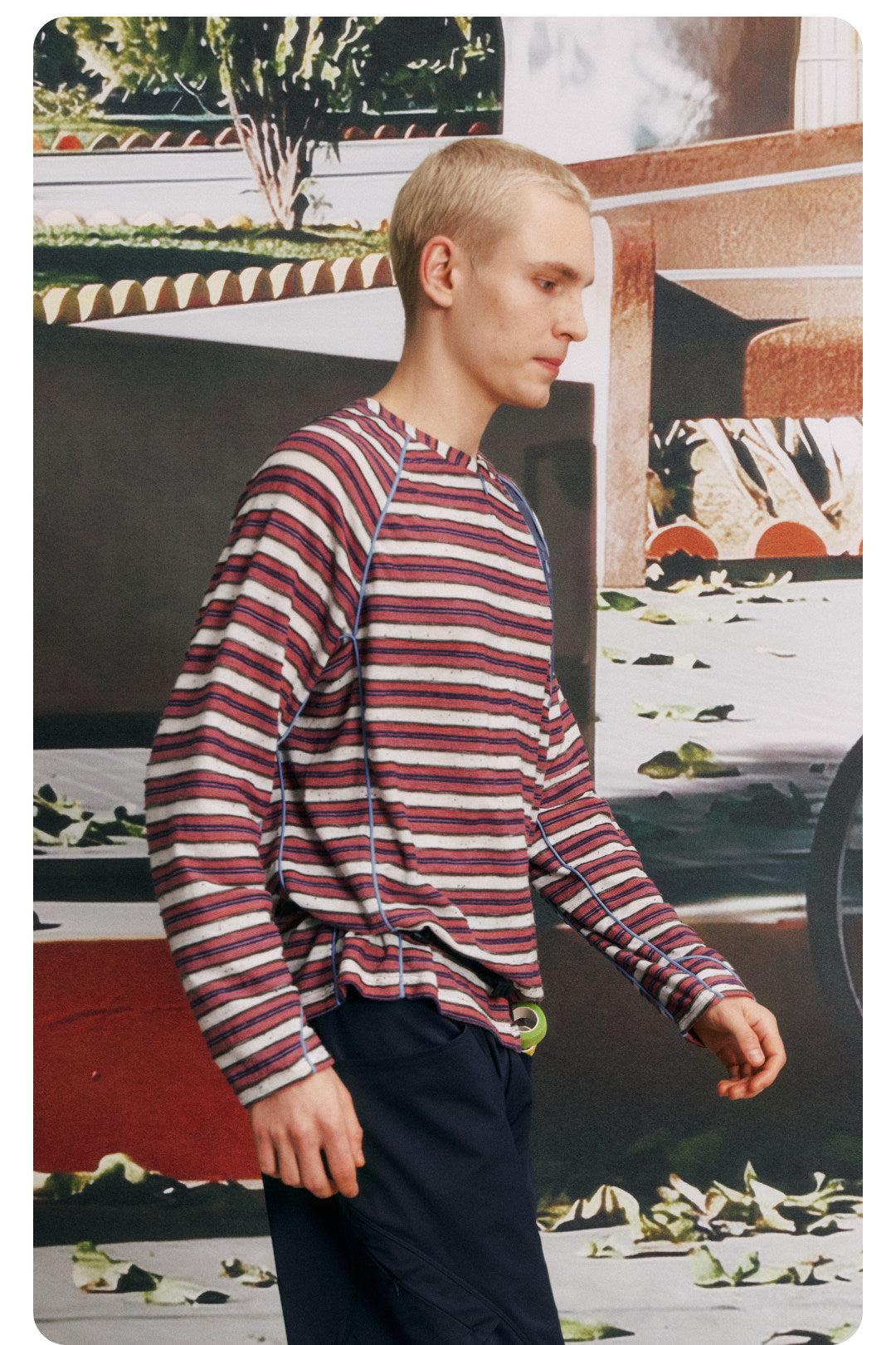 Striped Half-Zip Long Sleeve LOM104