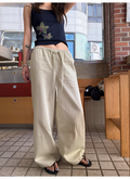 LelyMooch さらっと穿ける リネン混ワイドパンツ  LEM369