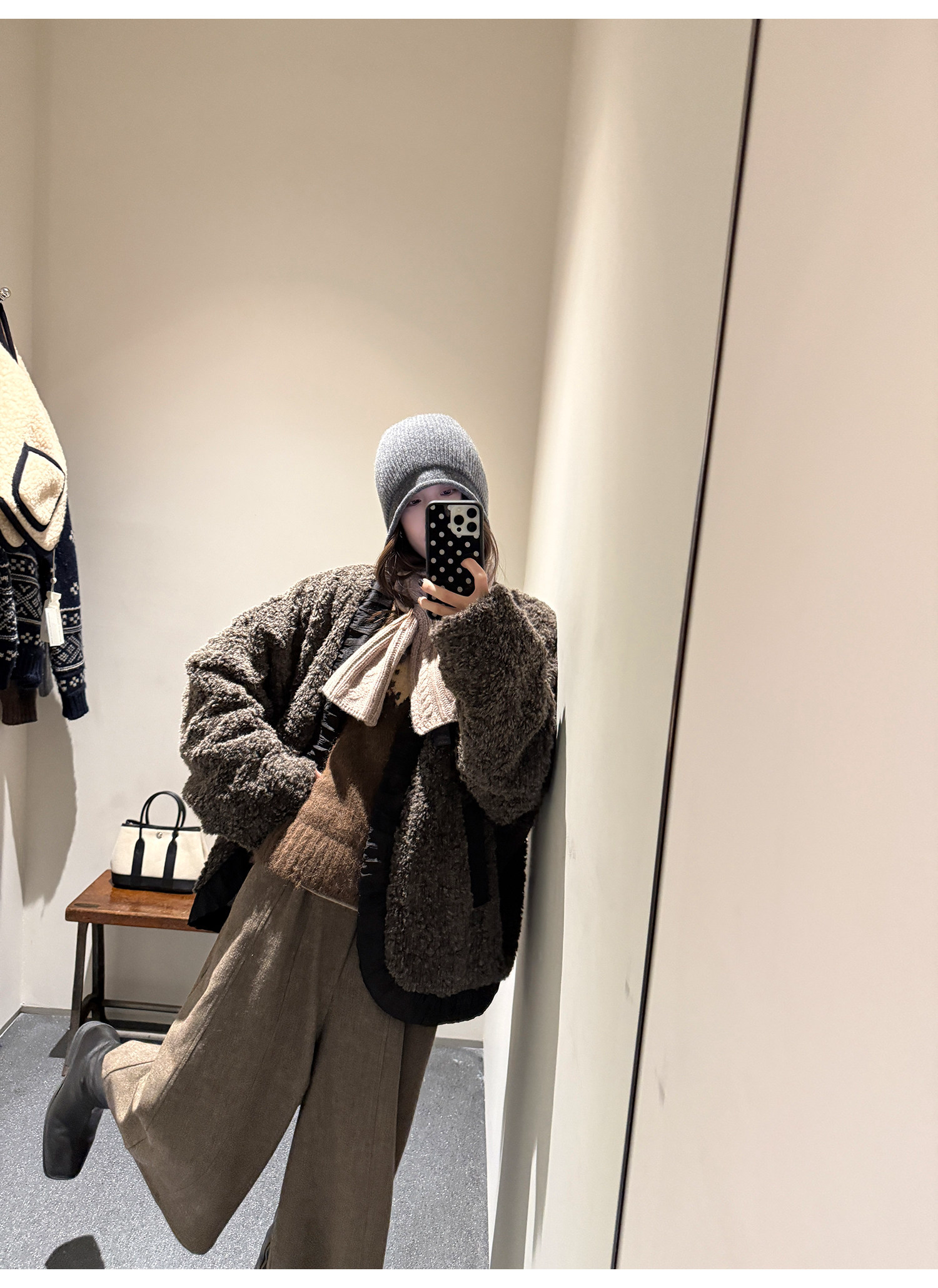 LelyMooch ブラウン系 ウール混 バルーンパンツ  LEM311