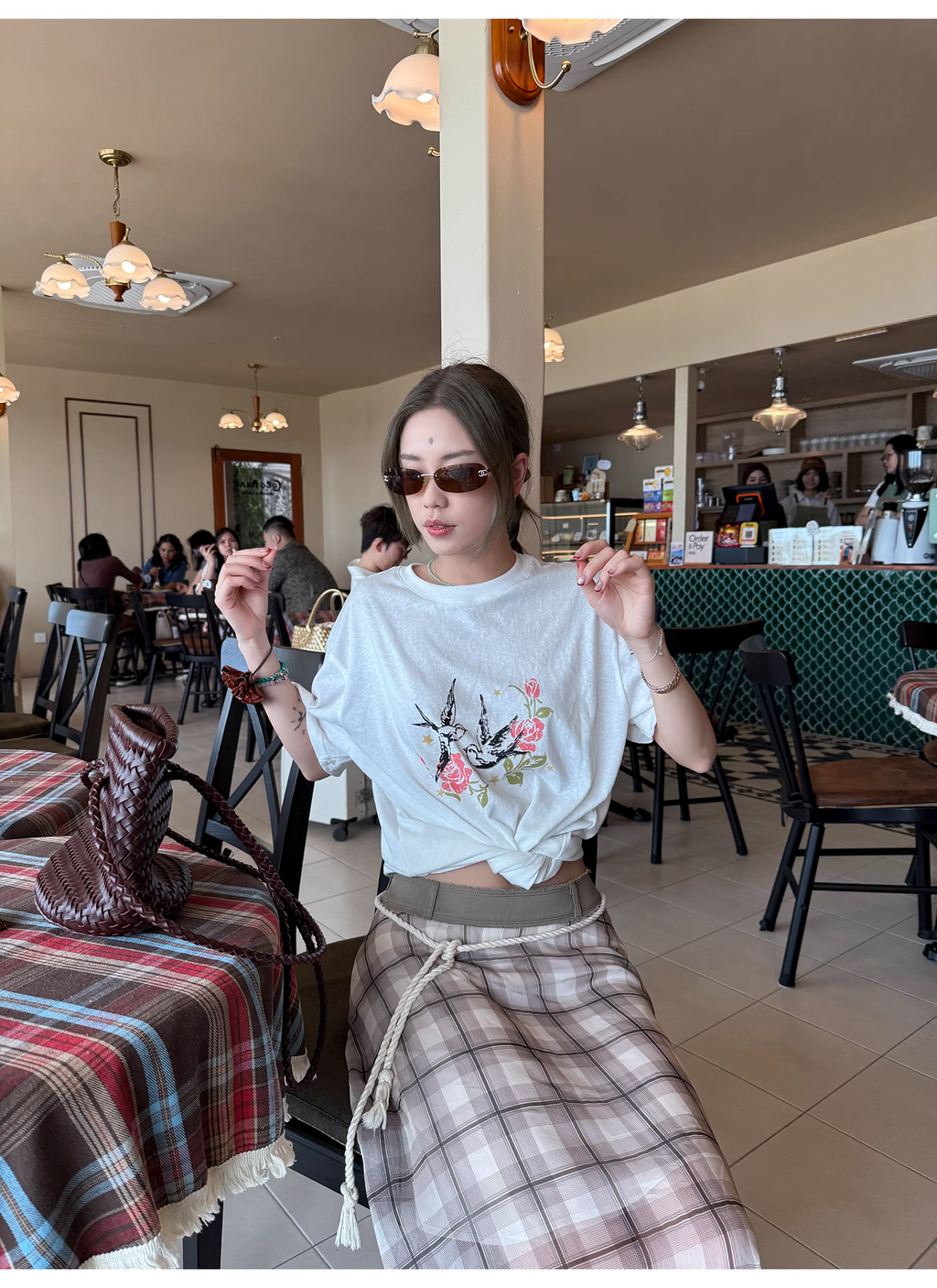LelyMooch  プリント半袖Tシャツ ラウンドネック  LEM110