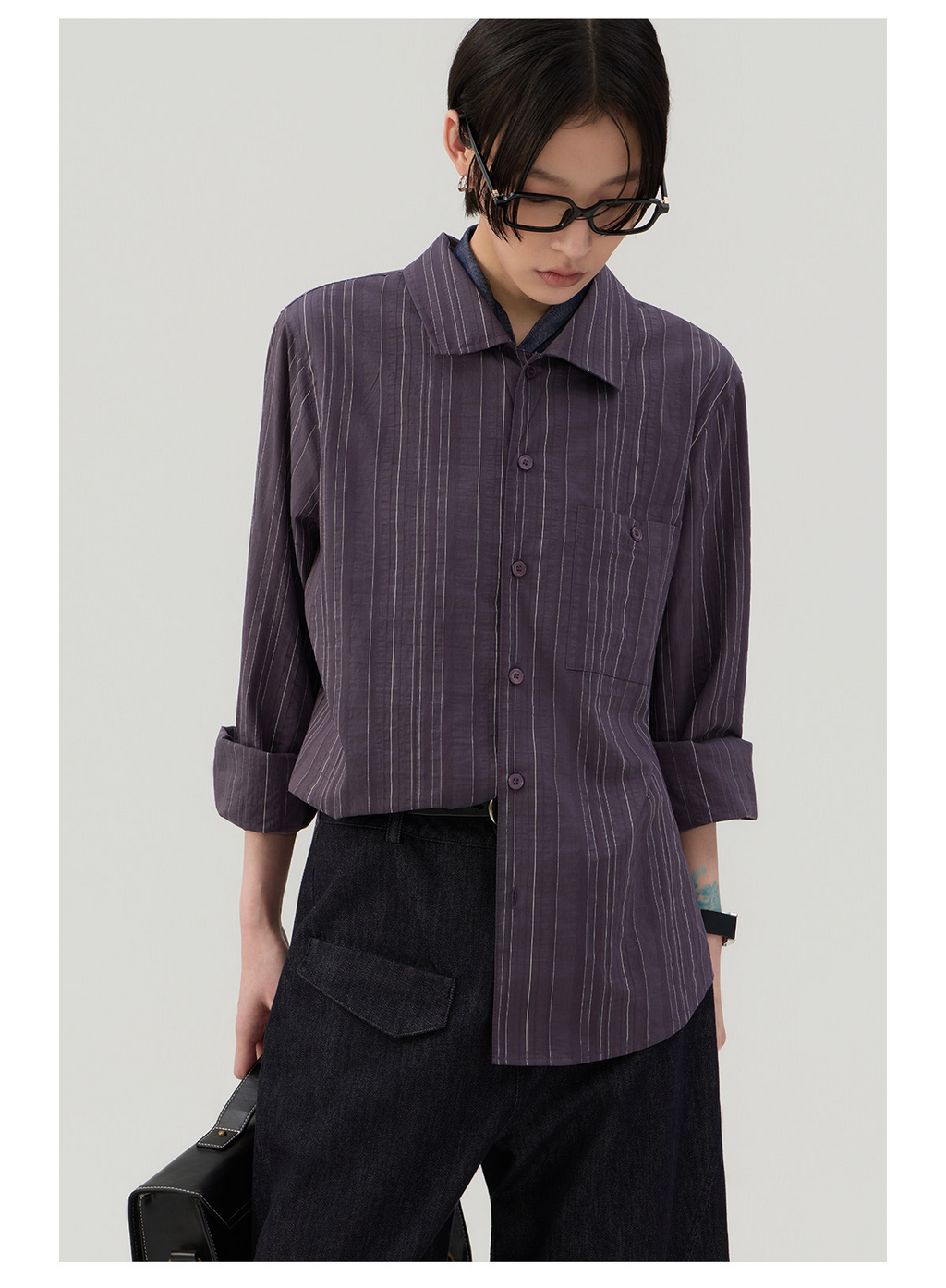 細縦縞 レギュラーシャツ  LOM043