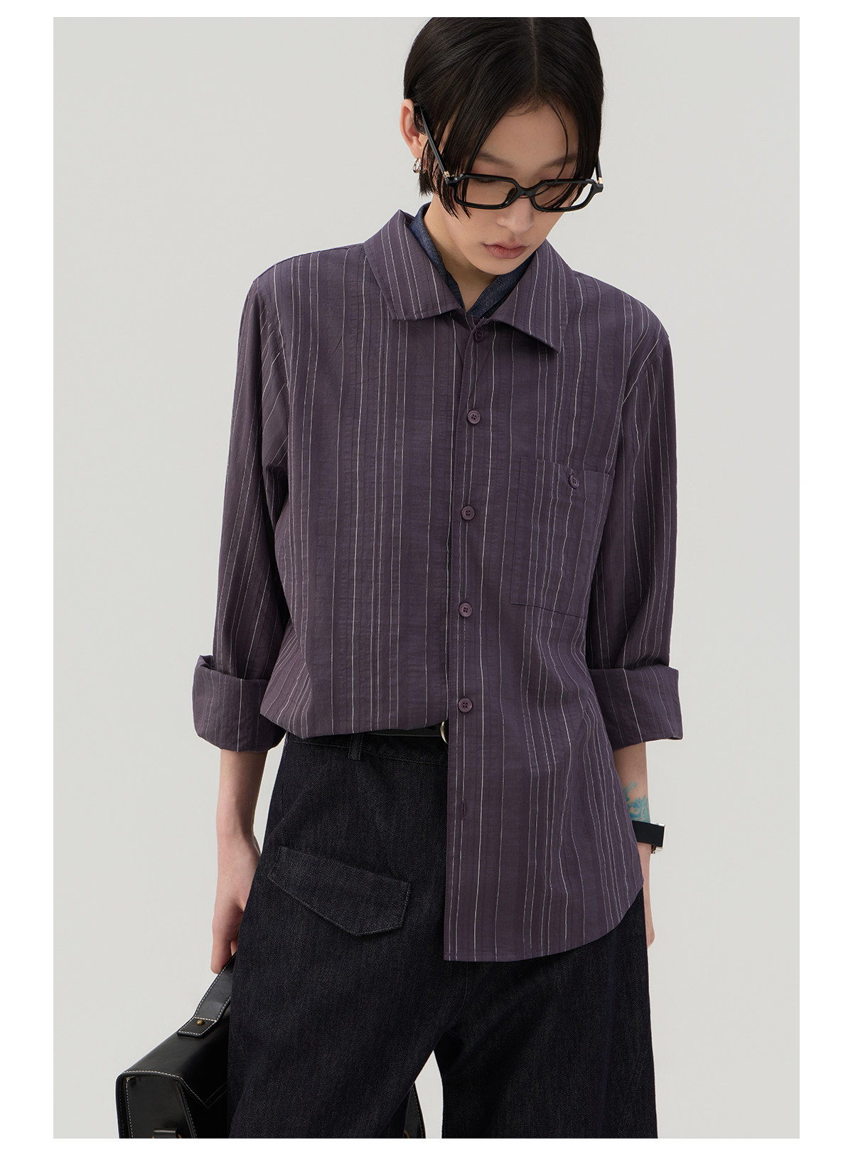 細縦縞 レギュラーシャツ  LOM043
