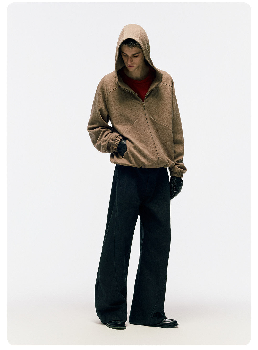 立体カーブドライン × ワイドシルエット構造タックデザインデニムパンツ LOM030