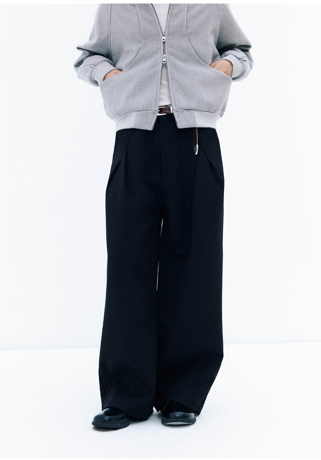 ハリ感Aラインシルエット重厚ウォーム素材スラックスClean Fit  LOM031