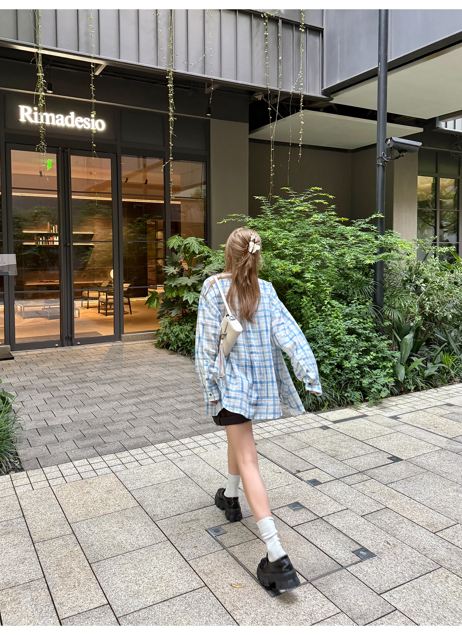 LelyMooch  爽やかチェック リラックス長袖UVシャツ  LEM155