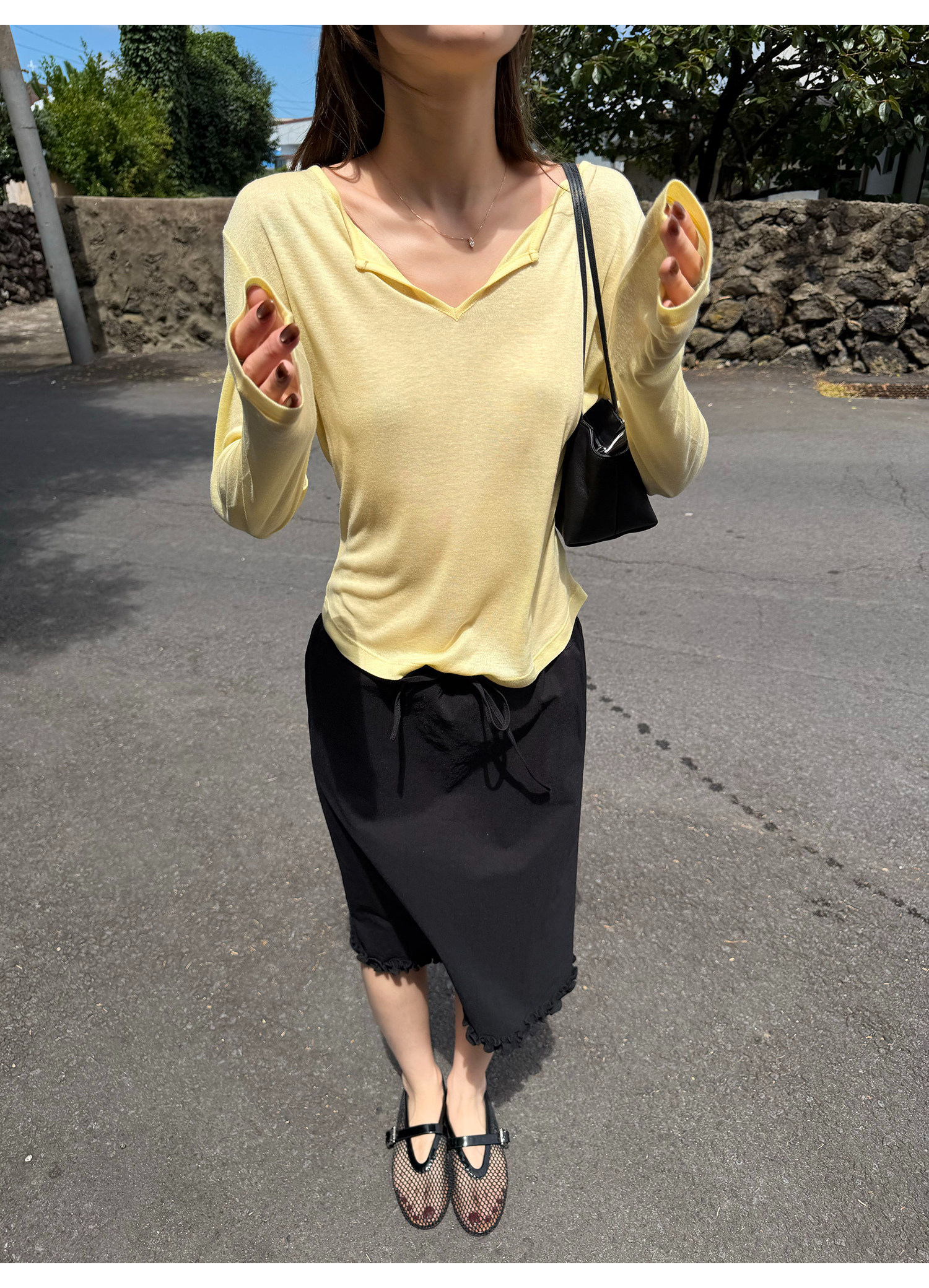 LelyMooch スキッパーロングTシャツ  LEM387