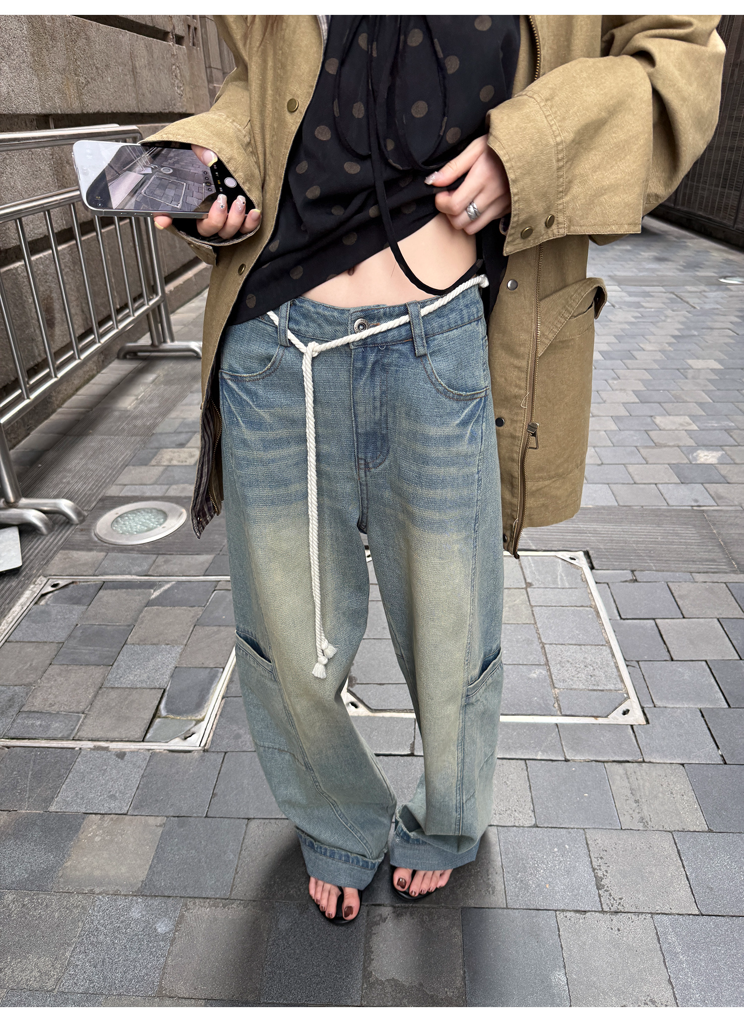 LelyMooch ヴィンテージウォッシュ デニムパンツ  LEM224