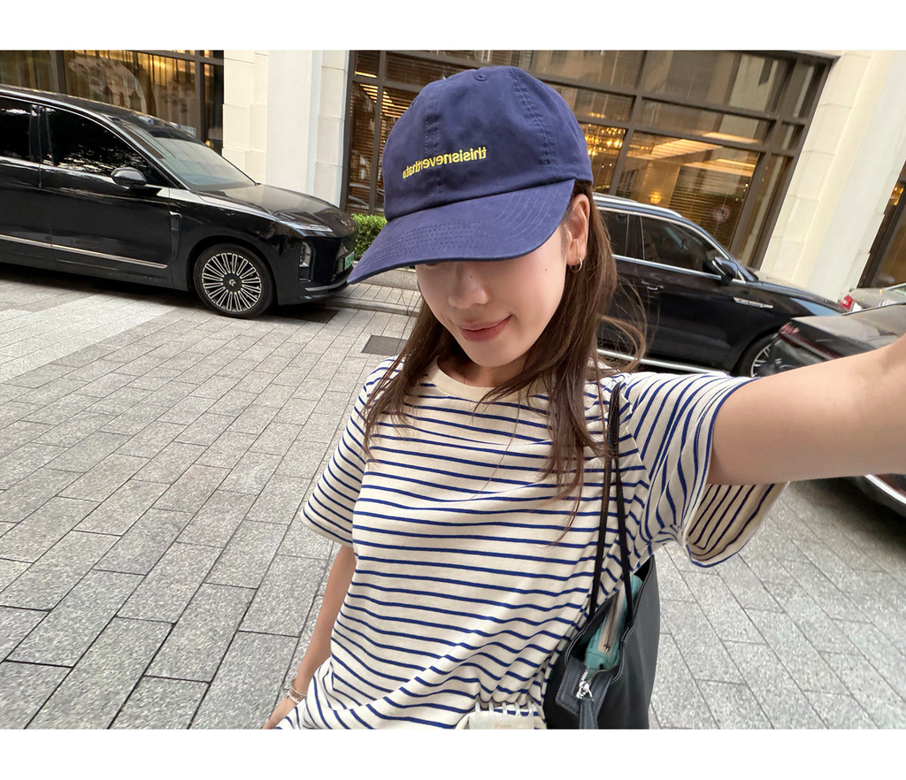 LelyMooch 細ボーダー 配色リブTシャツ  LEM380