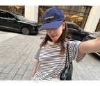 LelyMooch 細ボーダー 配色リブTシャツ  LEM380