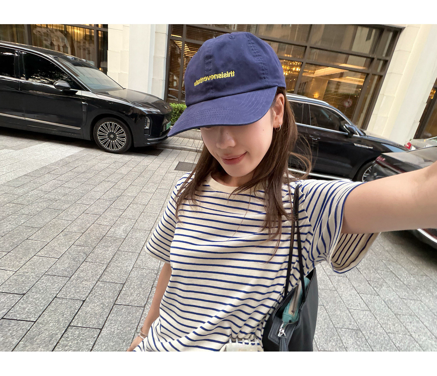 LelyMooch 細ボーダー 配色リブTシャツ  LEM380
