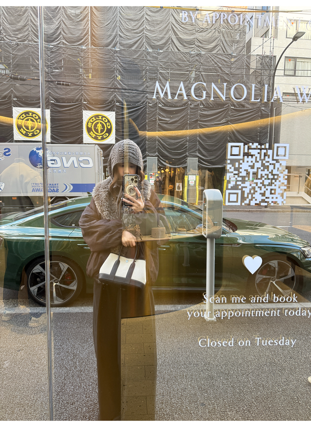 LelyMooch 光沢バイカラーブルゾン｜ボア切替×トグルボタン  LEM280