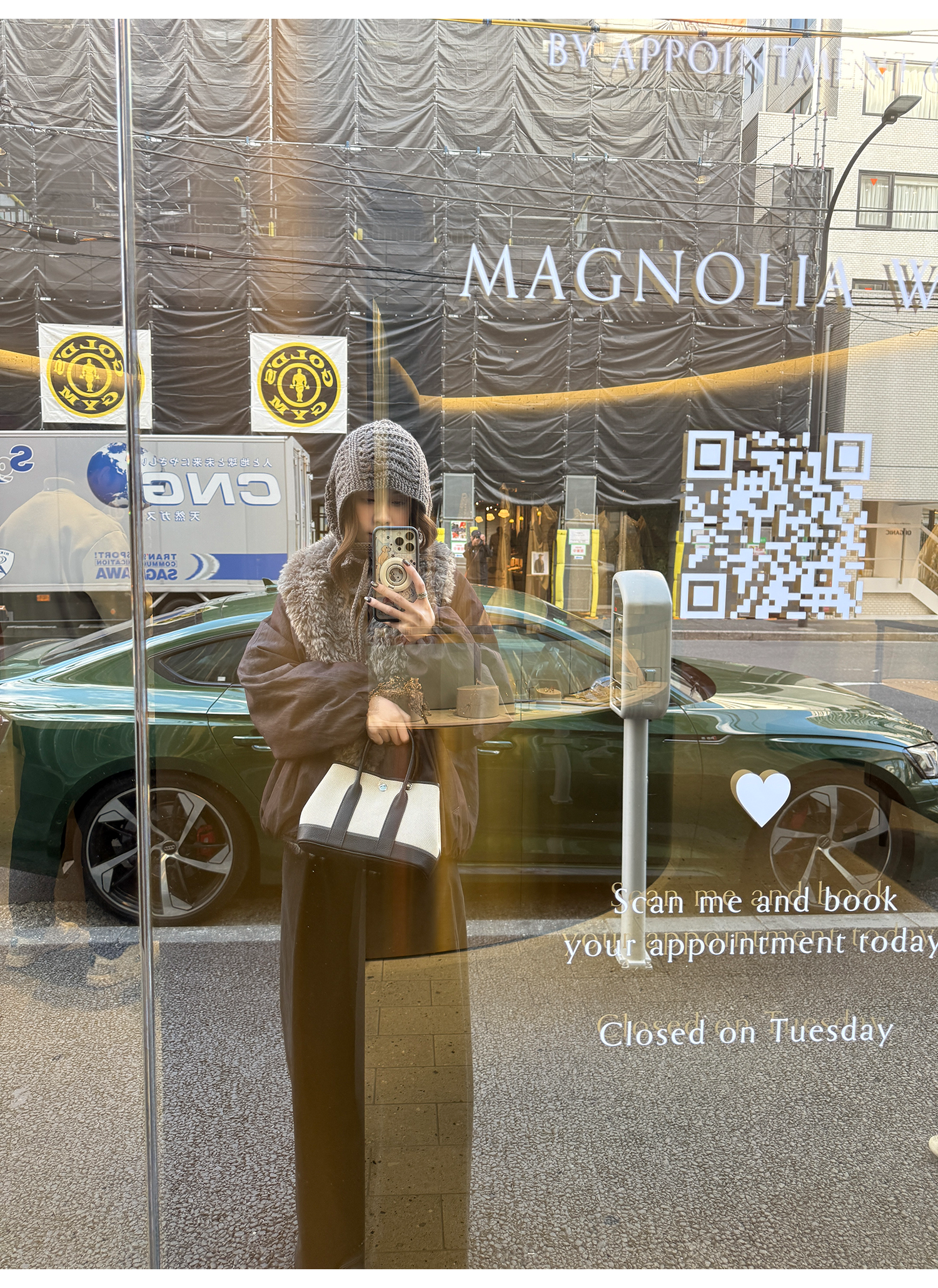 LelyMooch 光沢バイカラーブルゾン｜ボア切替×トグルボタン  LEM280