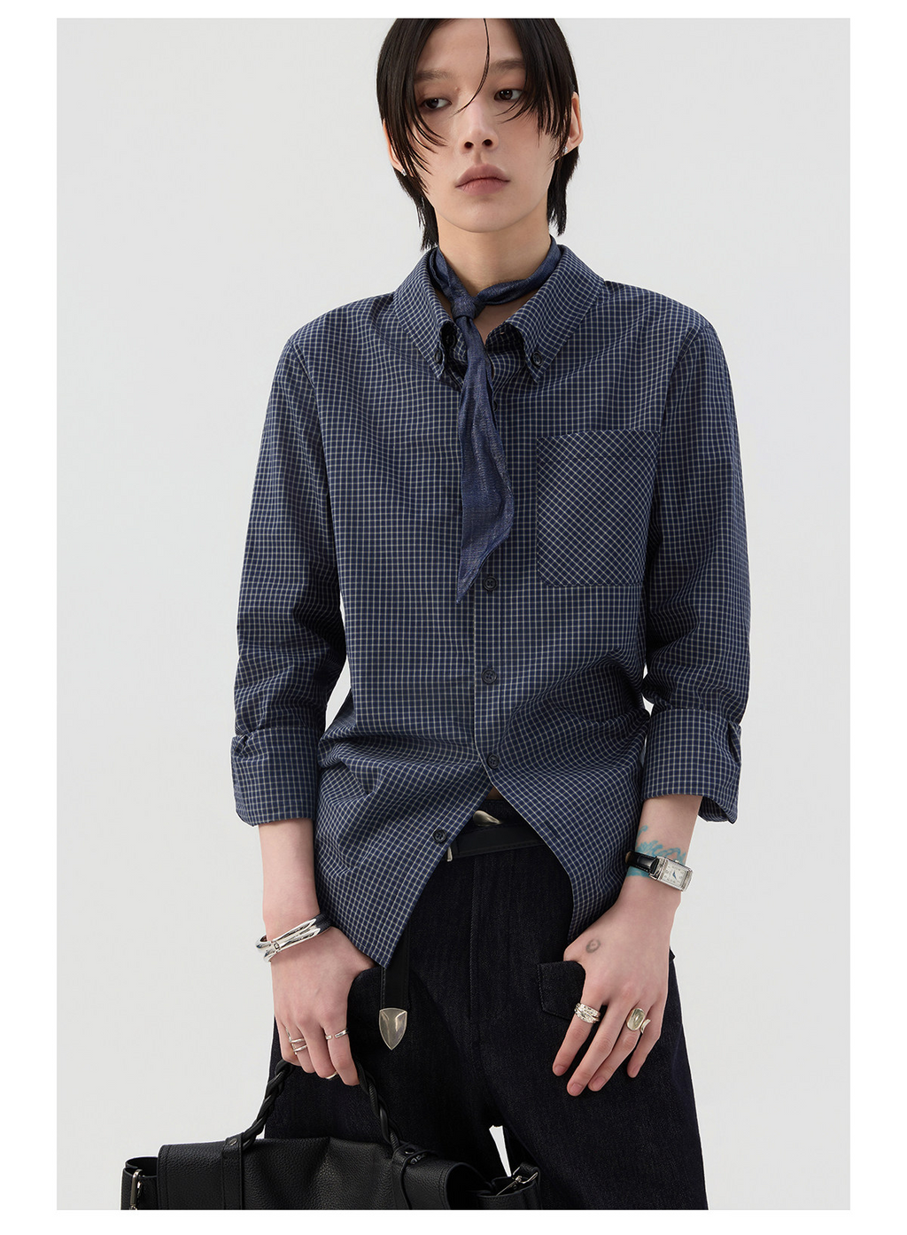 細格子 レギュラーシャツ  LOM044