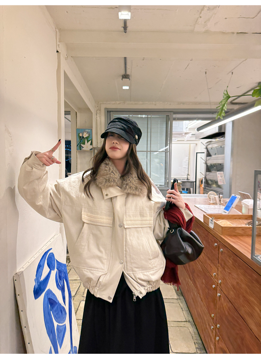 LelyMooch 取り外し襟付き 中綿ショートアウター  LEM305