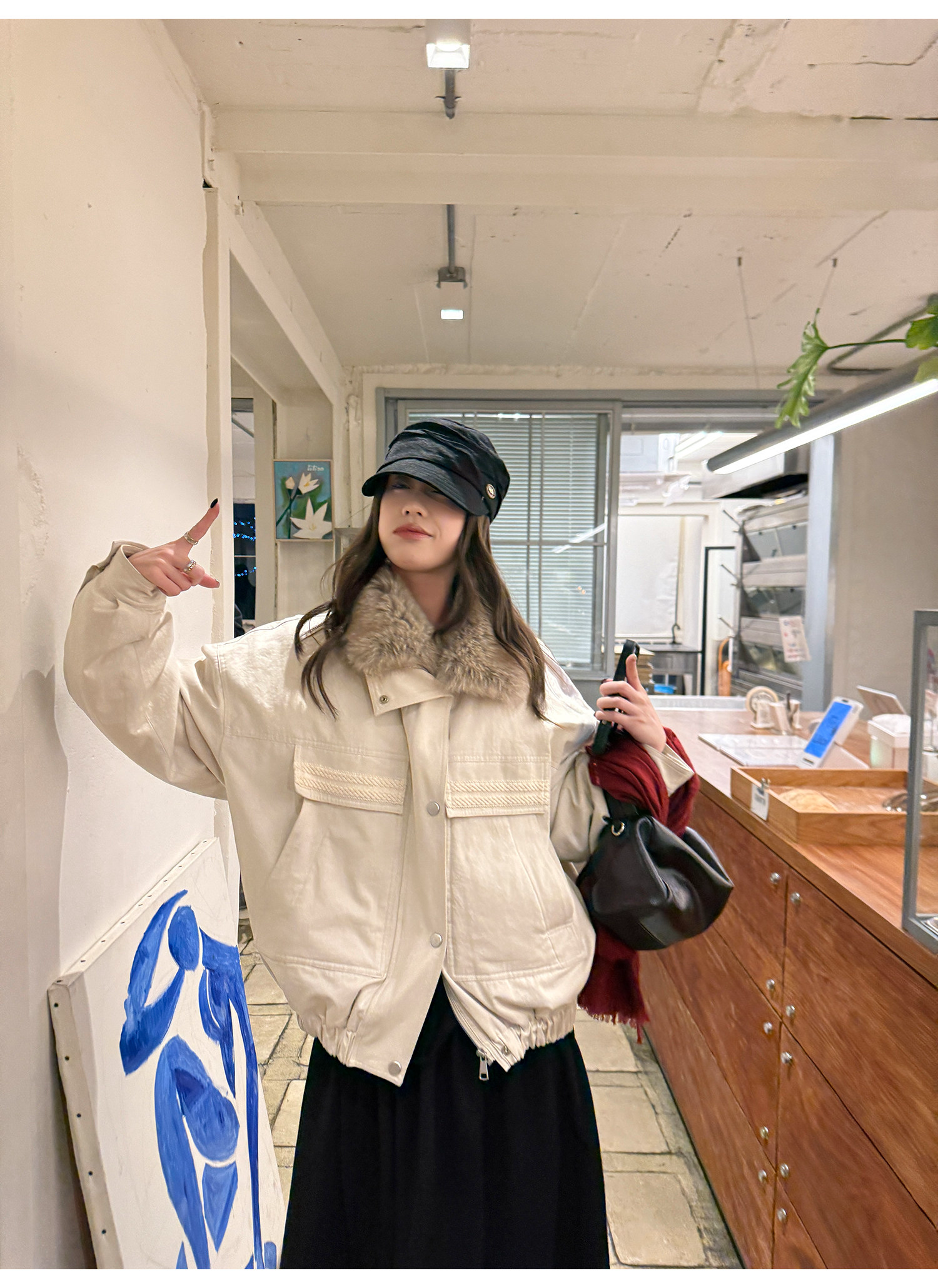 LelyMooch 取り外し襟付き 中綿ショートアウター  LEM305