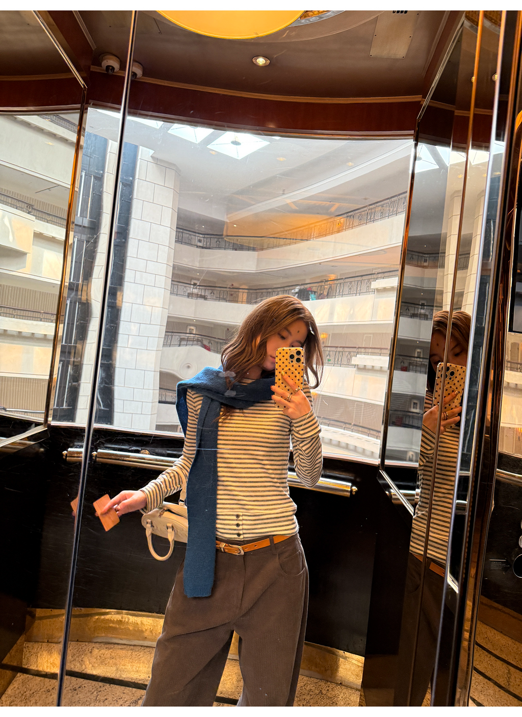 LelyMooch ふんわりグレーボーダーニット  LEM240