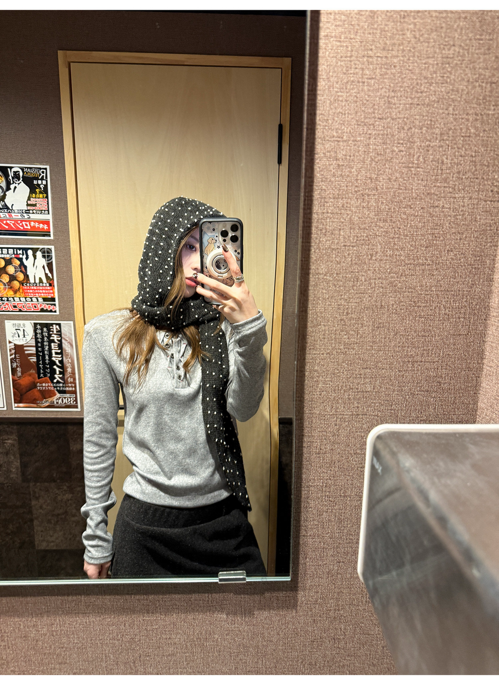 LelyMooch リブ調 ウール風 ヘンリーネックトップス  LEM290