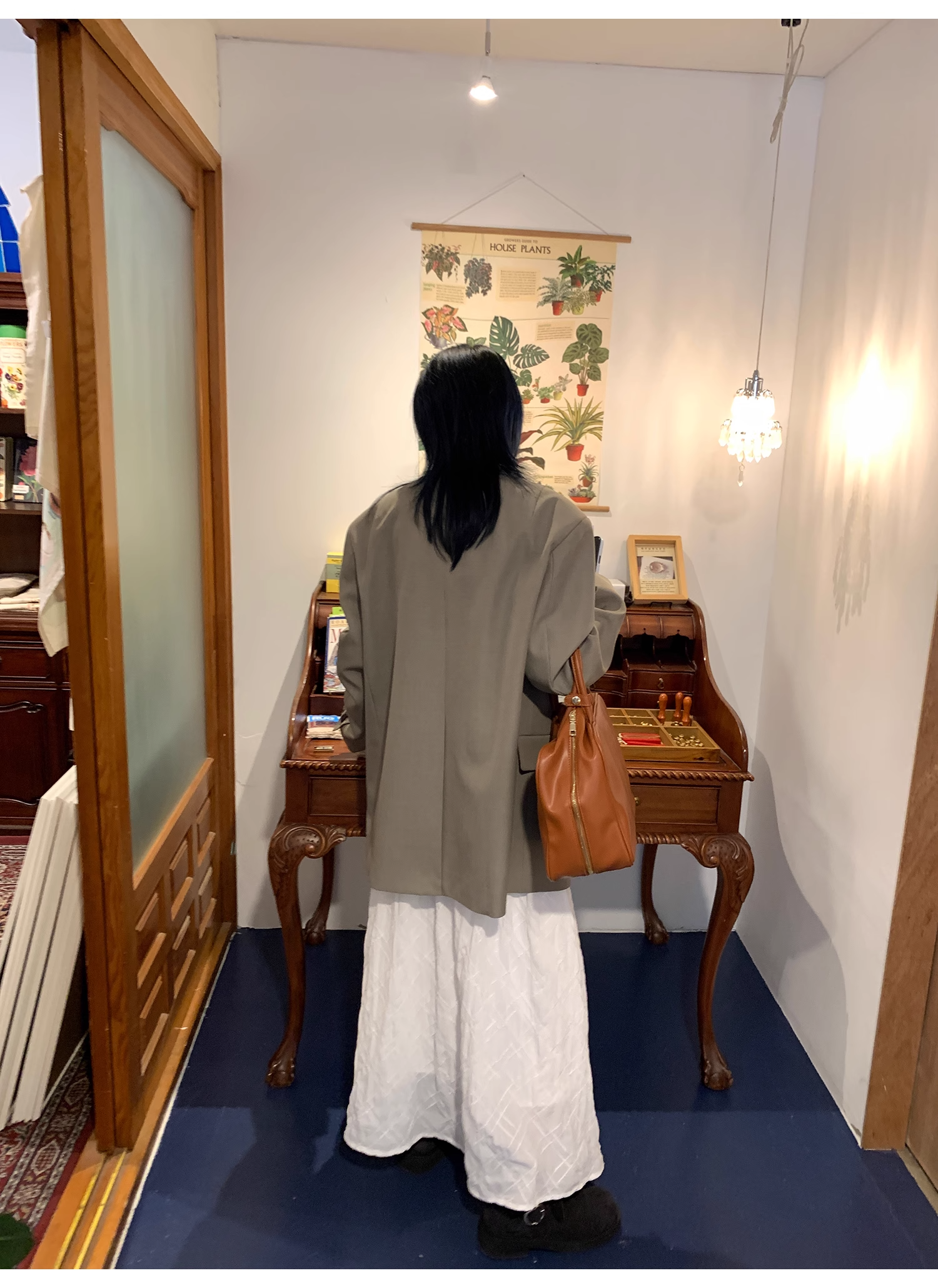 LelyMooch   立体格子柄 ホワイトスカート  LEM040